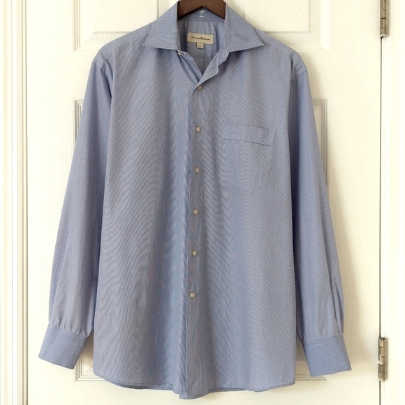 Tommy Bahama Classic Striped Cotton Long Sleeve Button Down Shirt White Blue L - Picture 1 of 15